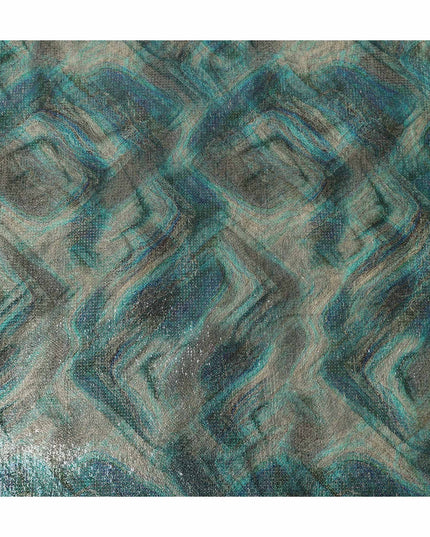Forest Teal Silk Brocade Fabric | Korean Sequin Design