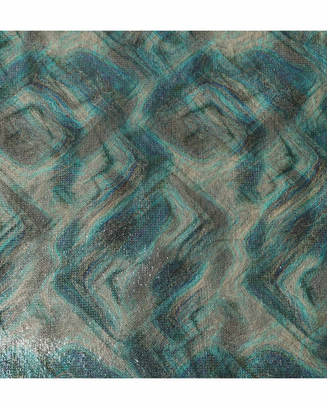 Forest Teal Silk Brocade Fabric | Korean Sequin Design