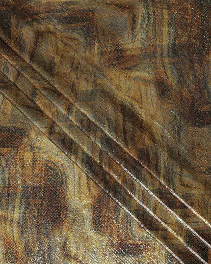 Antique Bronze Silk Brocade Fabric | Korean Sequin Design