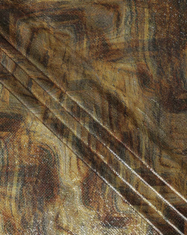 Antique Bronze Silk Brocade Fabric | Korean Sequin Design