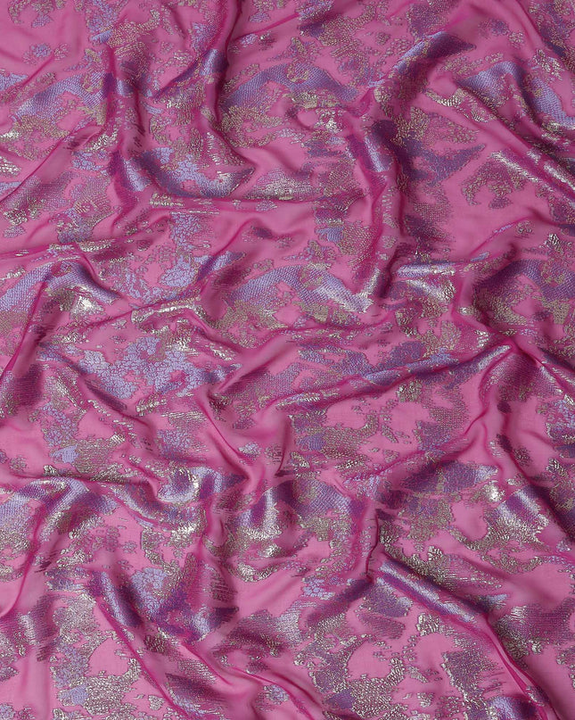 Fuchsia Pink Metallic Silk Chiffon 110cm Korea