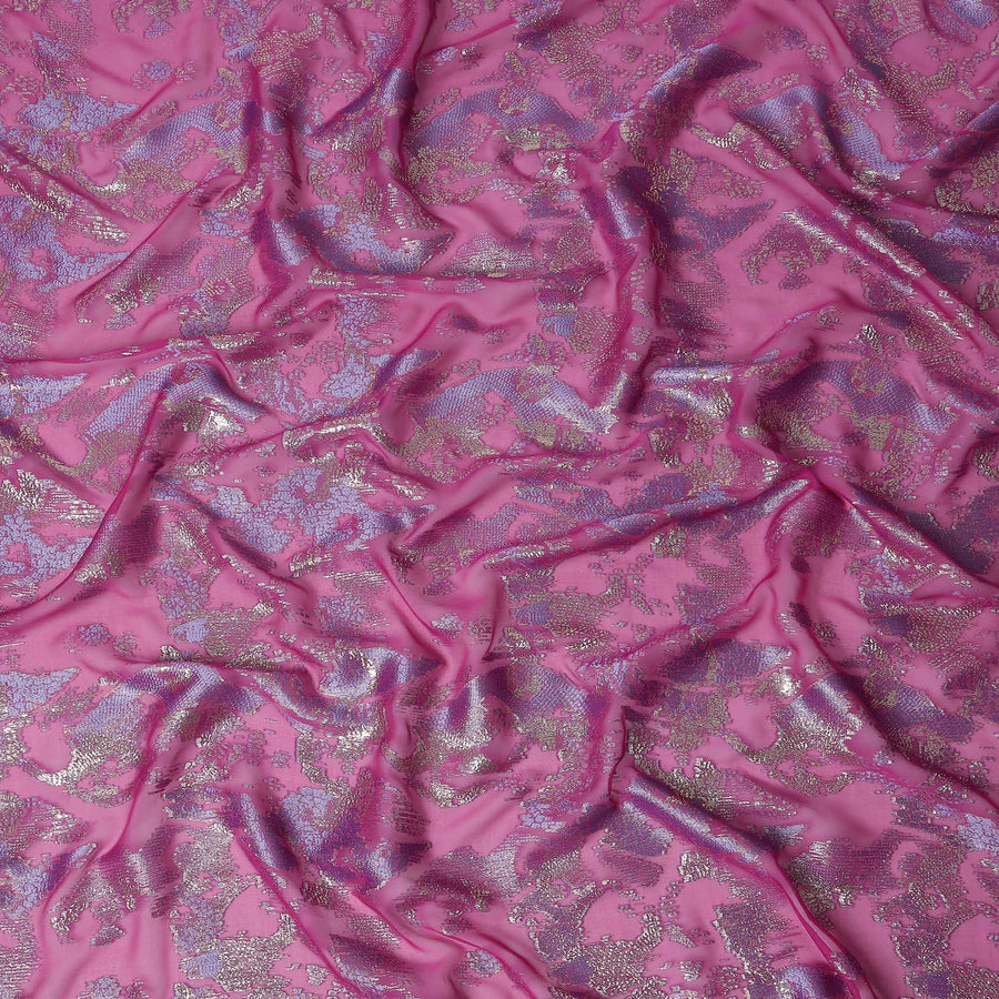 Fuchsia Pink Metallic Silk Chiffon 110cm Korea