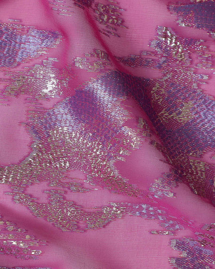 Fuchsia Pink Metallic Silk Chiffon 110cm Korea