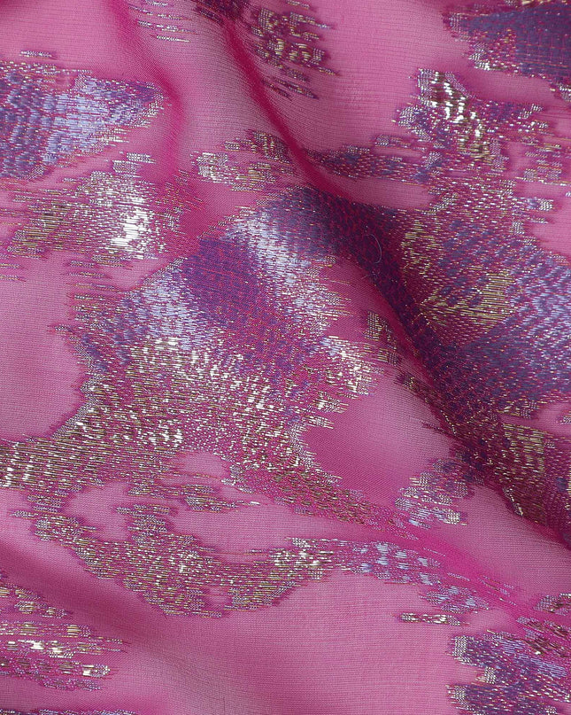 Fuchsia Pink Metallic Silk Chiffon 110cm Korea