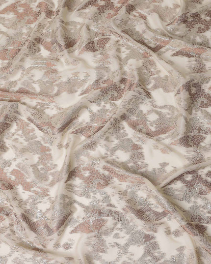 Ivory White Metallic Silk Chiffon 110cm Korea