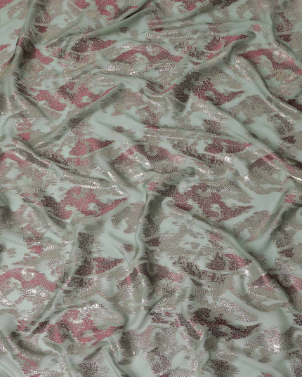 Sage Mint Green Metallic Silk Chiffon 110cm