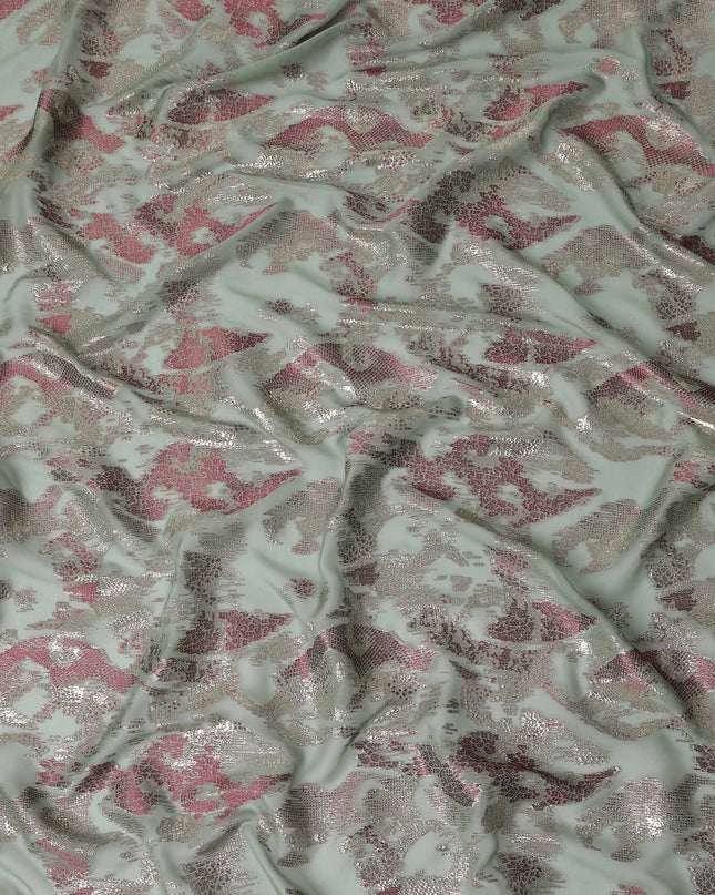 Sage Mint Green Metallic Silk Chiffon 110cm