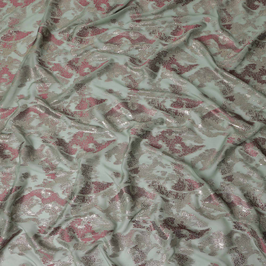 Sage Mint Green Metallic Silk Chiffon 110cm
