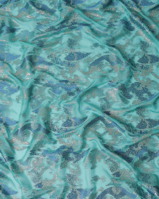 Turquoise Blue Batik Silk Chiffon Fabric 110cm