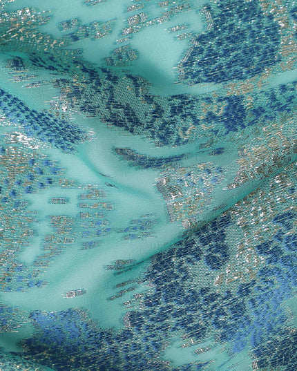 Turquoise Blue Batik Silk Chiffon Fabric 110cm