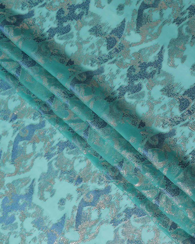 Turquoise Blue Batik Silk Chiffon Fabric 110cm