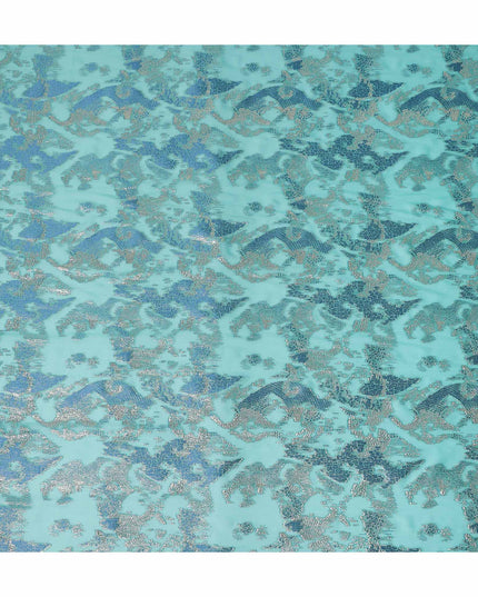 Turquoise Blue Batik Silk Chiffon Fabric 110cm