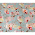 Dusty Teal Blue Floral Pure Silk Crepe 140cm