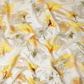 Golden Ivory Floral Metallic Pure Silk Crepe 140cm
