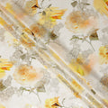 Golden Ivory Floral Metallic Pure Silk Crepe 140cm