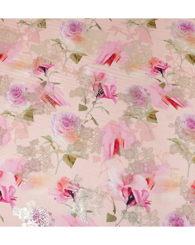 Blush Pink Rose Metallic Pure Silk Crepe 140cm