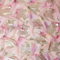 Peach Blush Metallic Lace Floral Pure Silk Chiffon 140cm