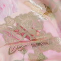 Peach Blush Metallic Lace Floral Pure Silk Chiffon 140cm