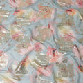 Powder Blue Rose Metallic Pure Silk Chiffon 140cm