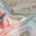 Powder Blue Rose Metallic Pure Silk Chiffon 140cm