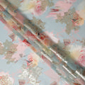 Powder Blue Rose Metallic Pure Silk Chiffon 140cm
