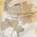 Ivory Peach Cream Floral Pure Silk Chiffon 140cm