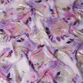 Lilac Lavender Metallic Floral Pure Silk Crepe 140cm