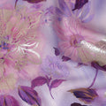 Lilac Lavender Metallic Floral Pure Silk Crepe 140cm