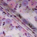 Lilac Lavender Metallic Floral Pure Silk Crepe 140cm