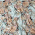 Sage Mint Floral Metallic Pure Silk Crepe 140cm