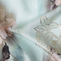 Sage Mint Floral Metallic Pure Silk Crepe 140cm