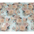 Sage Mint Floral Metallic Pure Silk Crepe 140cm