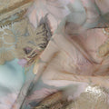 Icy Mint Seafoam Floral Pure Silk Chiffon 140cm