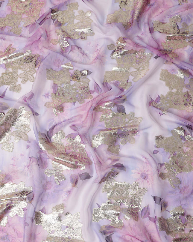 Soft Orchid Lilac Metallic Pure Silk Chiffon 140cm