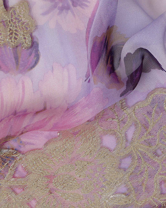 Soft Orchid Lilac Metallic Pure Silk Chiffon 140cm