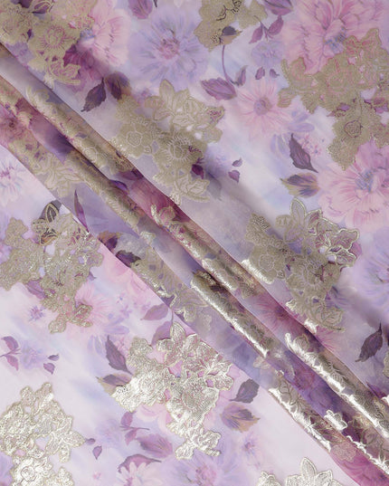 Soft Orchid Lilac Metallic Pure Silk Chiffon 140cm