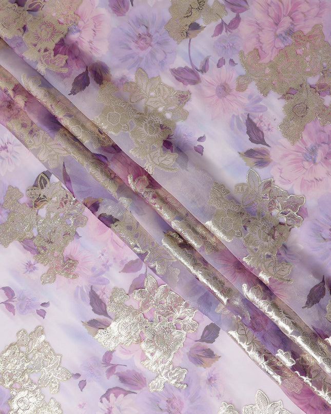 Soft Orchid Lilac Metallic Pure Silk Chiffon 140cm