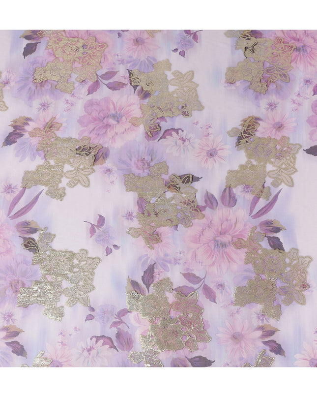 Soft Orchid Lilac Metallic Pure Silk Chiffon 140cm