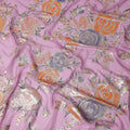 Mauve Pink Multicolor Rose Pure Silk Chiffon 140cm