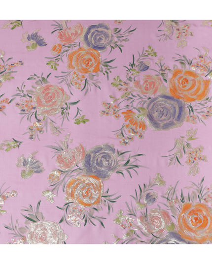 Mauve Pink Multicolor Rose Pure Silk Chiffon 140cm