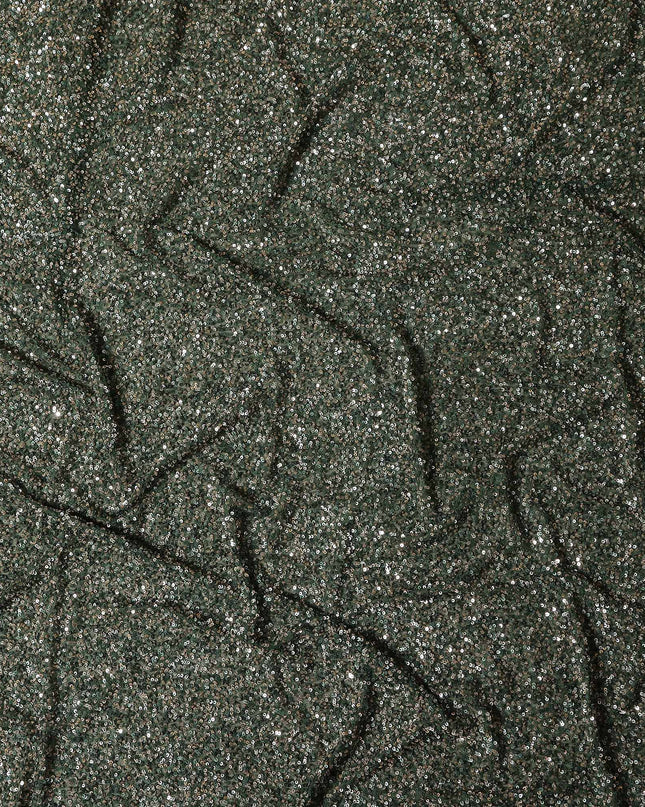 Olive Green Silk Georgette Sequin Fabric 110cm