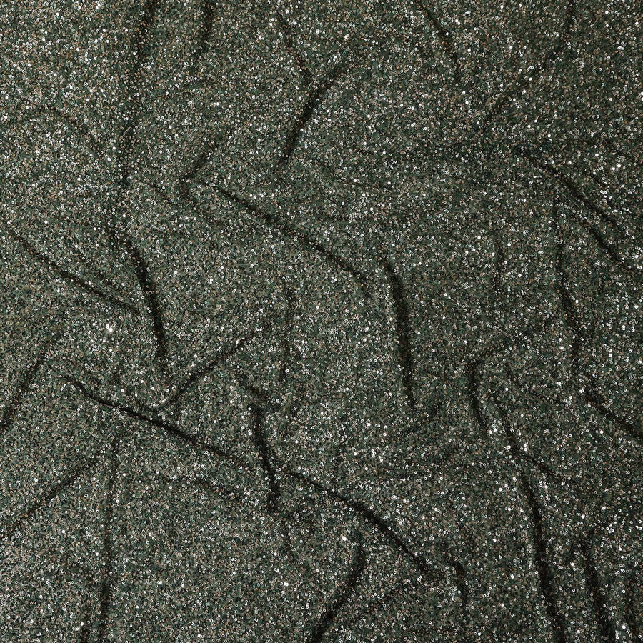 Olive Green Silk Georgette Sequin Fabric 110cm
