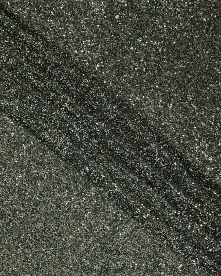 Olive Green Silk Georgette Sequin Fabric 110cm
