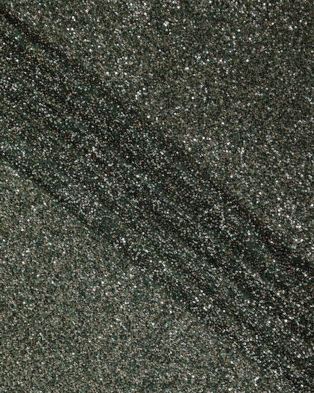 Olive Green Silk Georgette Sequin Fabric 110cm