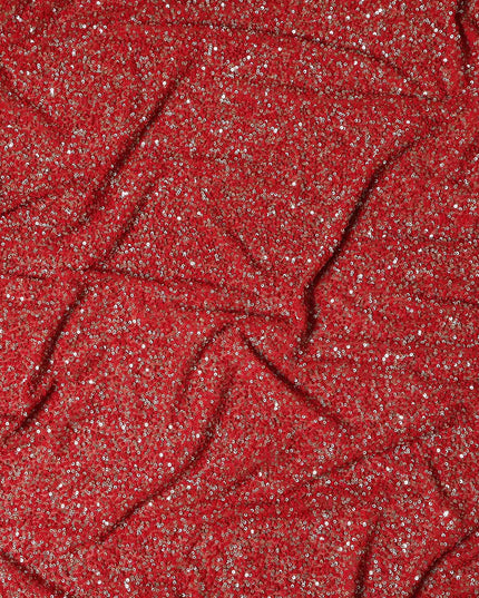 Brick Red Silk Georgette Sequin Fabric 110cm