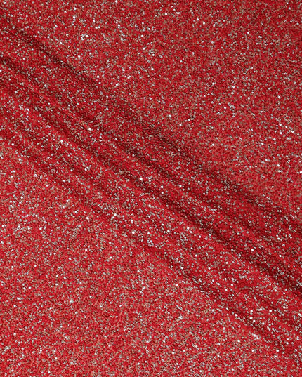 Brick Red Silk Georgette Sequin Fabric 110cm