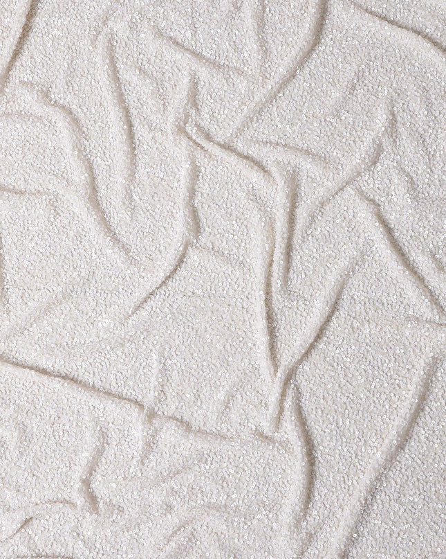 Alabaster White Silk Georgette Sequin Fabric 110cm