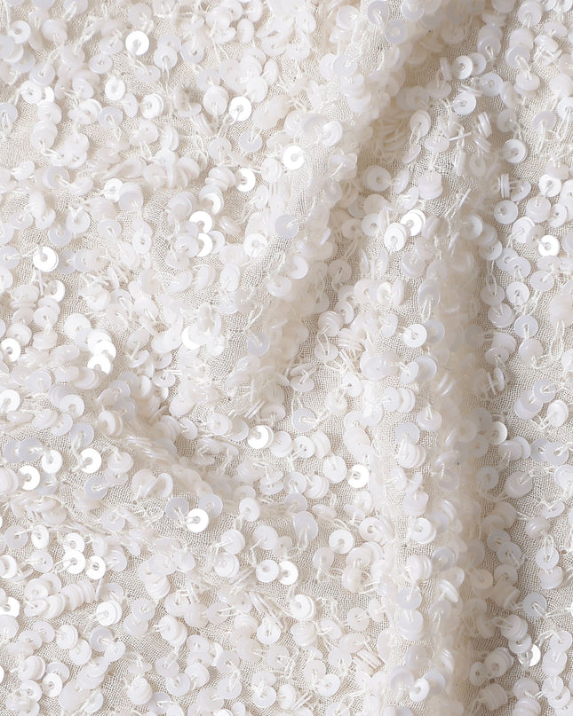 Alabaster White Silk Georgette Sequin Fabric 110cm