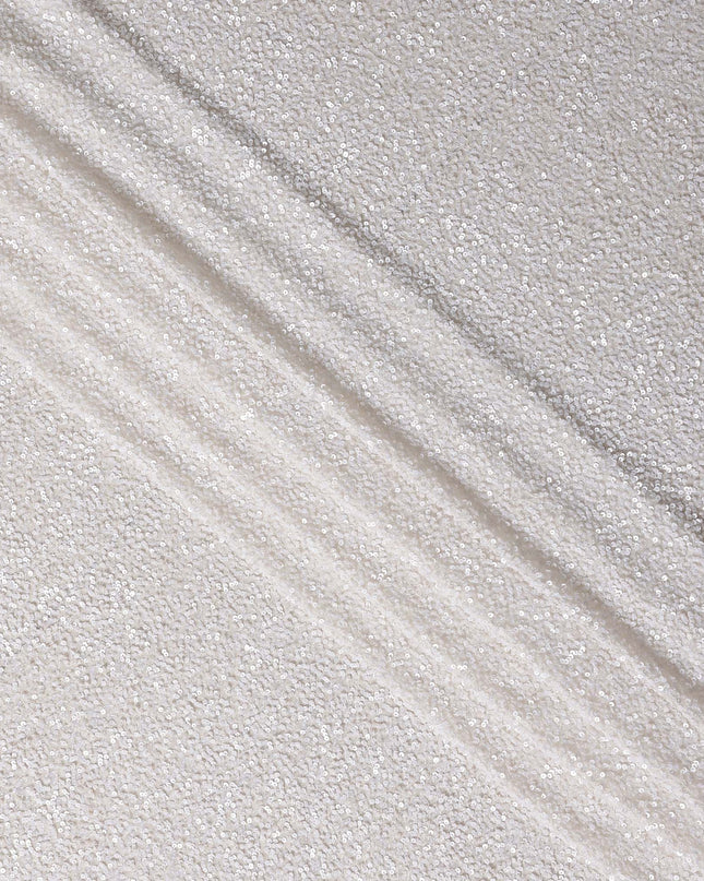 Alabaster White Silk Georgette Sequin Fabric 110cm