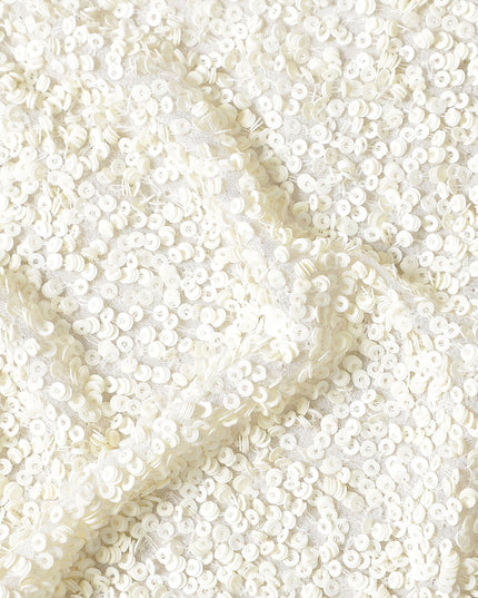 Champagne White Silk Georgette Sequin Fabric 110cm